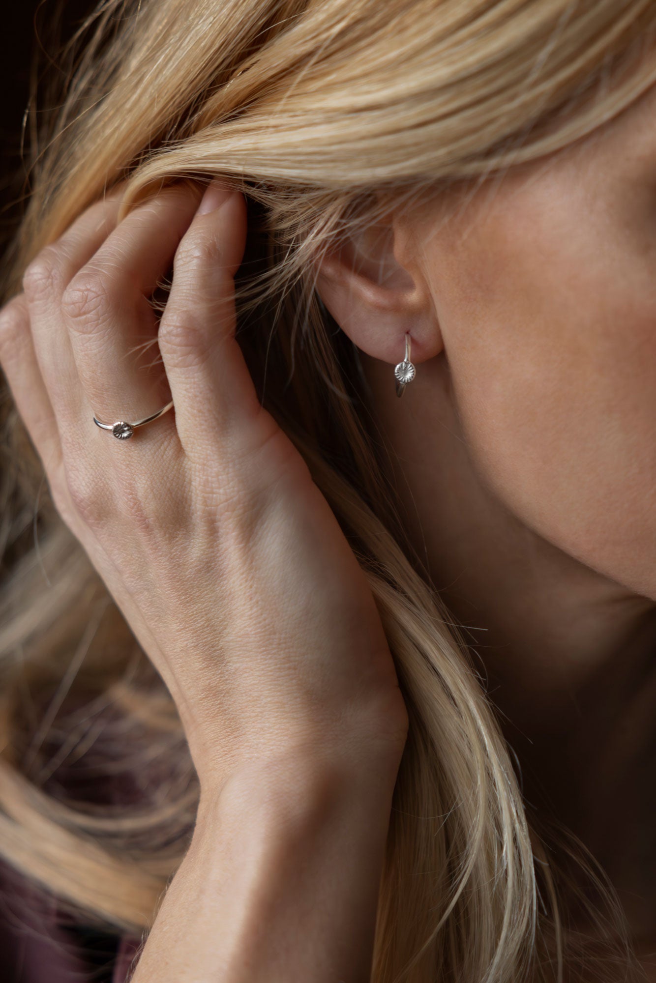 Knopfkoralle - Creolen-Ohrring, Klein