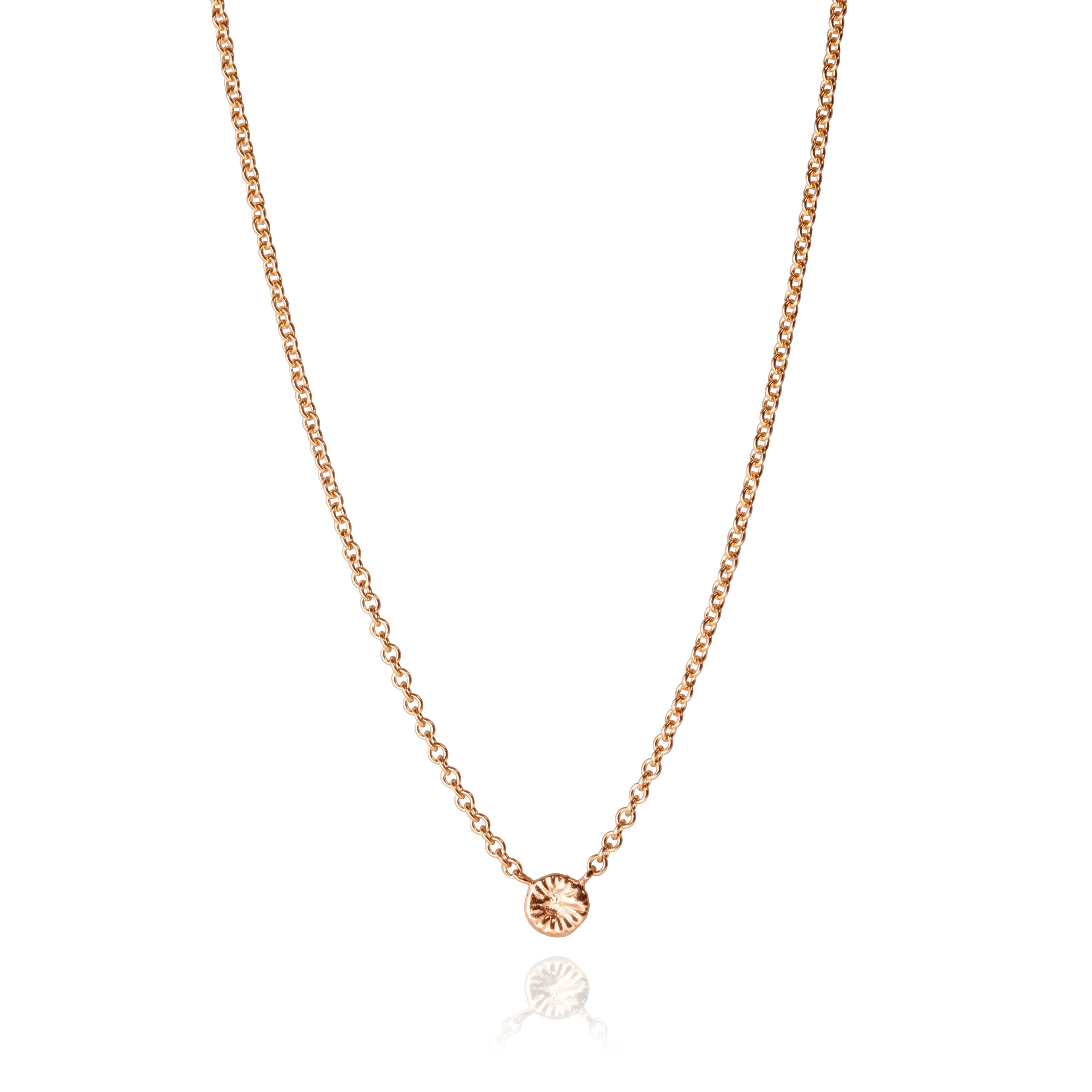 Knappkorall liten halsband i 18k guld eller 925 silver, fossil från Gotland, 5 mm sten, justerbar kedja.