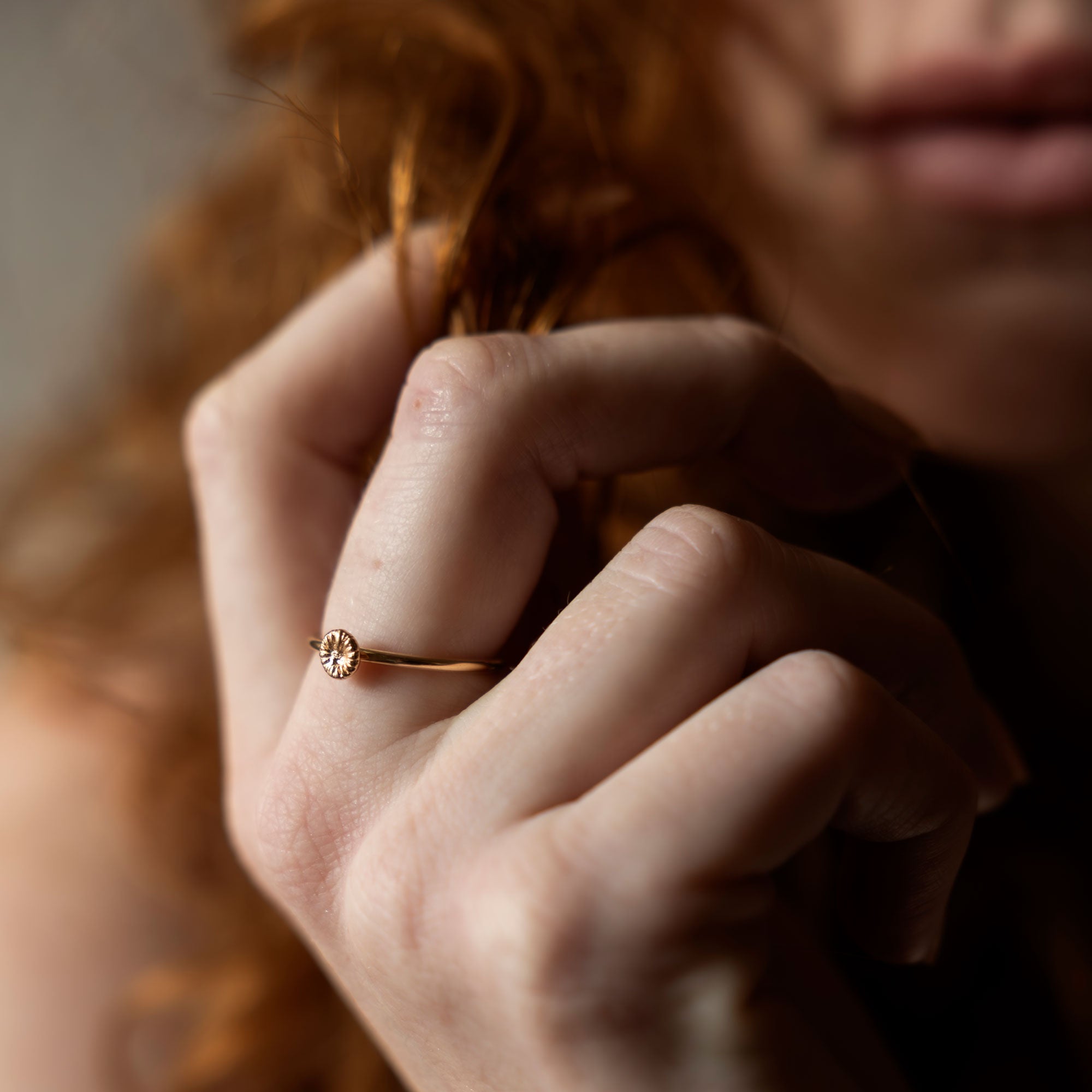 Knopf Koralle klein - Ring