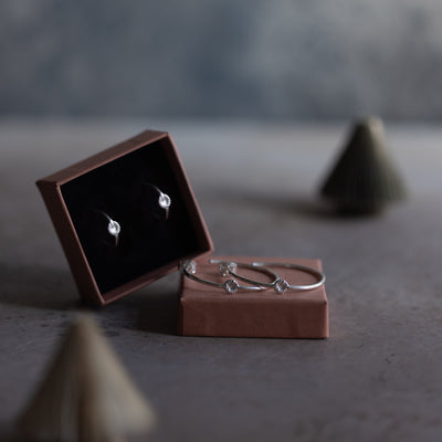 Weihnachtsset – Ohrstecker mit Korallenmotiv – Creolen (klein &amp; groß) – Silber