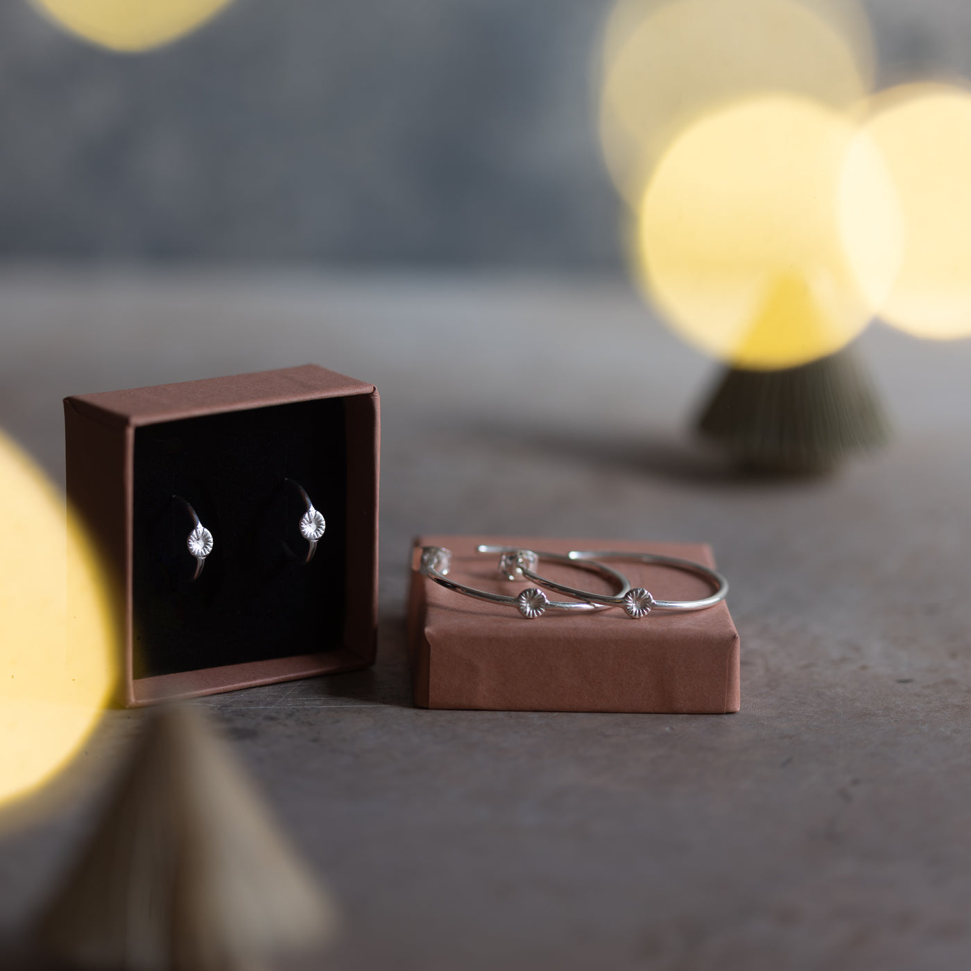 Weihnachtsset – Ohrstecker mit Korallenmotiv – Creolen (klein &amp; groß) – Silber