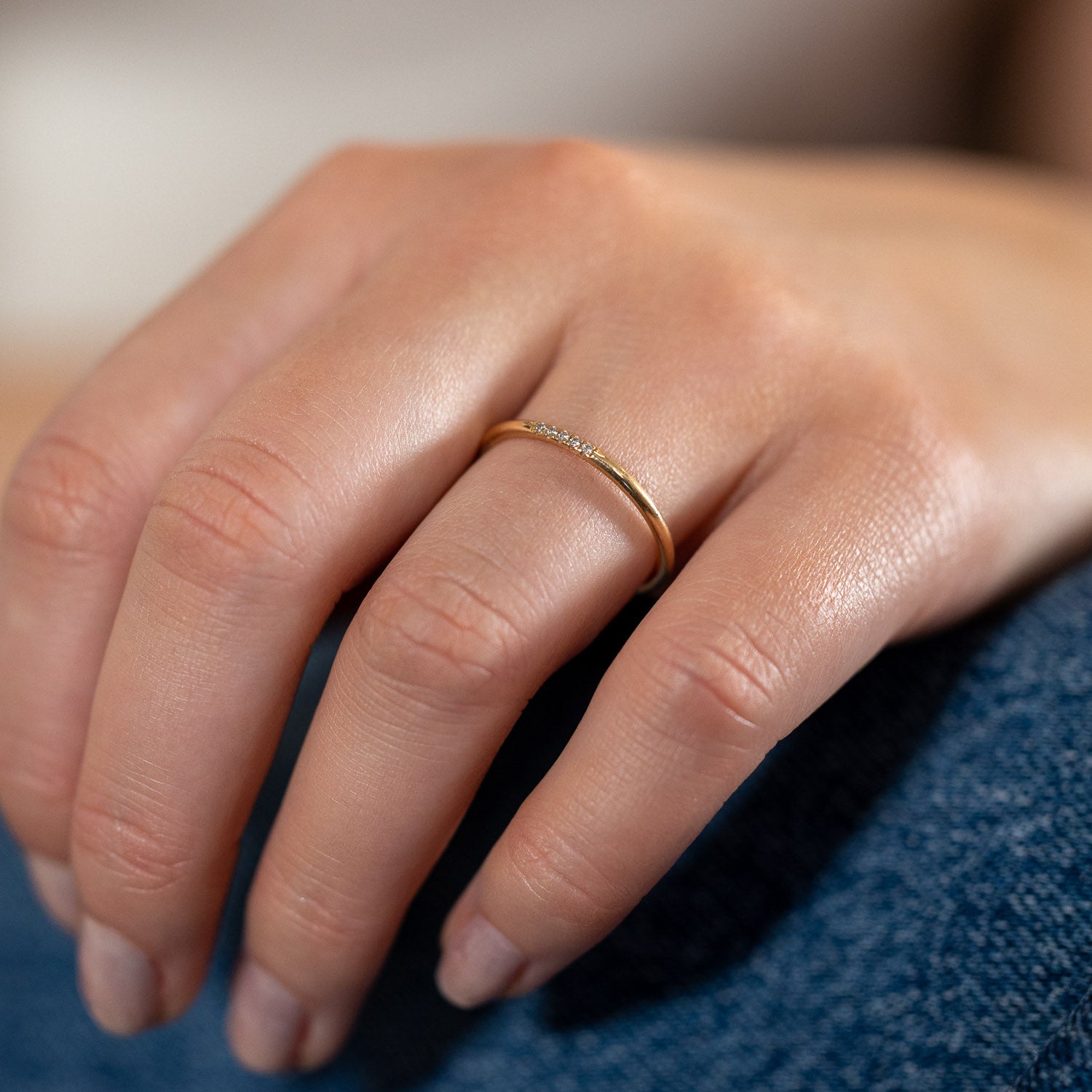 Leilu – weißer Diamant – 18k Goldring