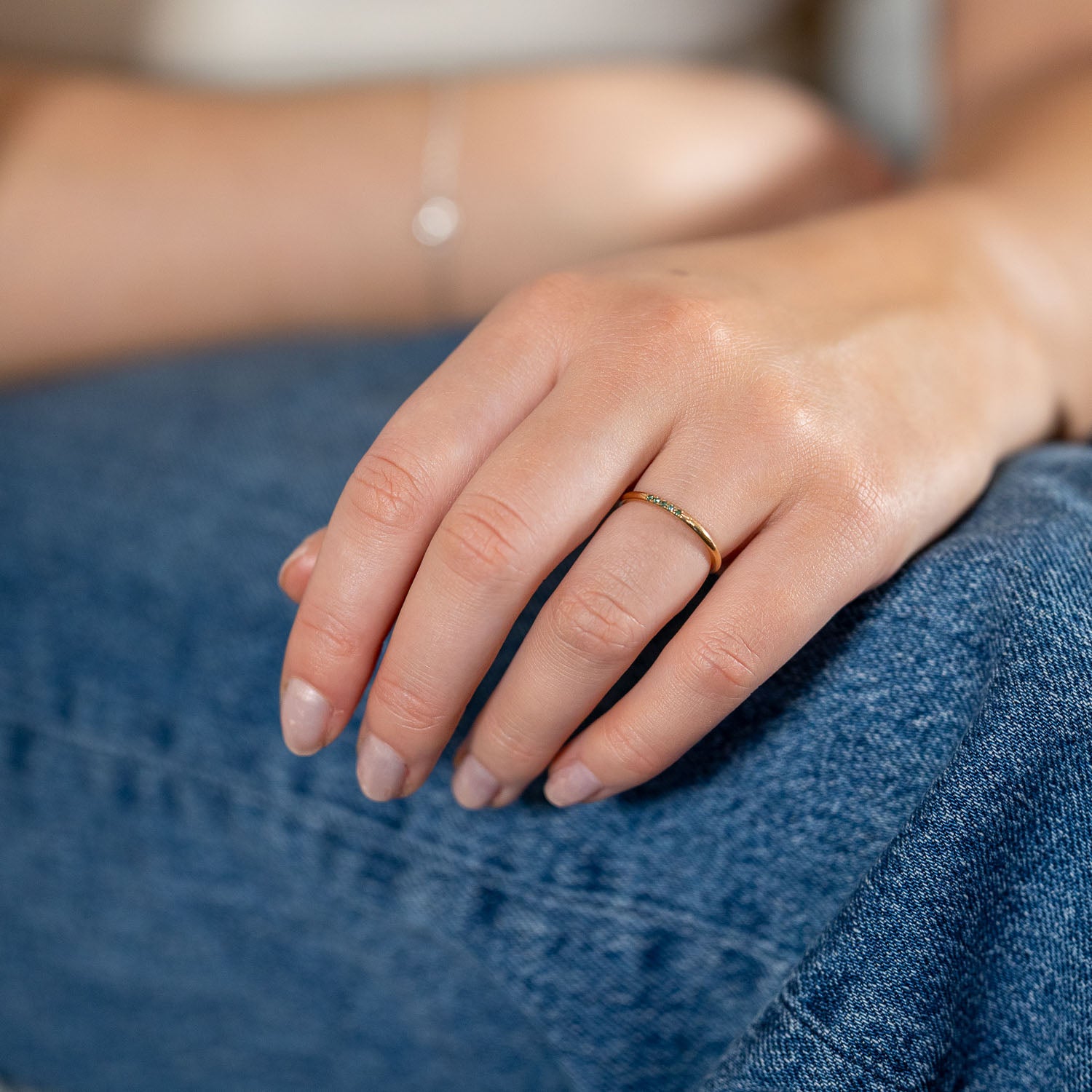 Leilu – grüner Diamant – 18 Karat Goldring
