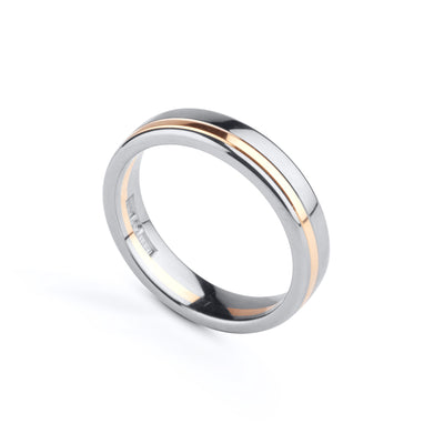 Herrvik – Ring aus Weißgold mit Rillen aus Rotgold