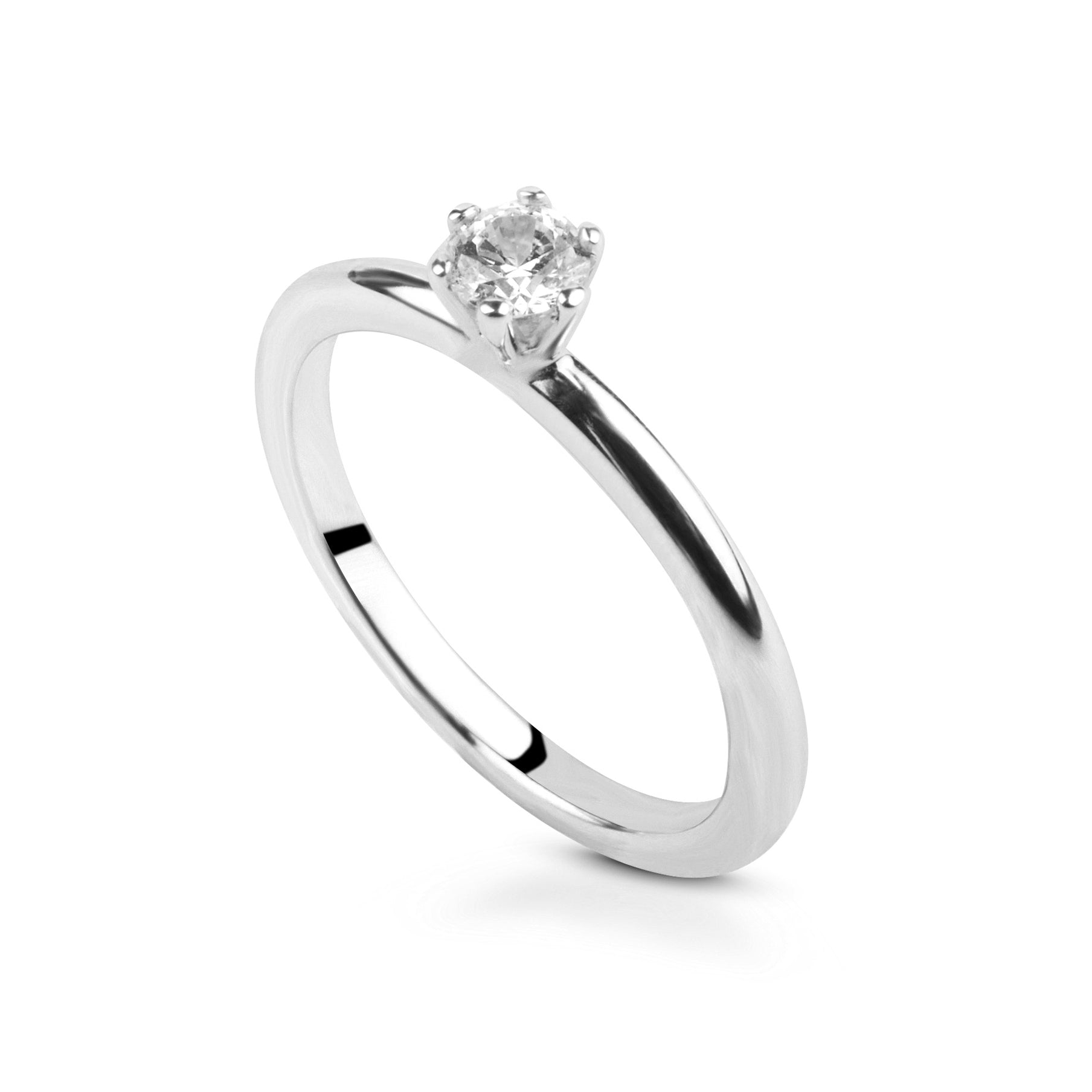 Fårö ring i 18k guld med 0,25 ct diamant och 6-klofattning, elegant design.